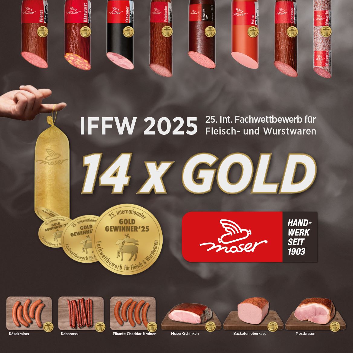 Frankfurter Spitzenqualität – Moser, 5 Paar ca. 600 Gramm