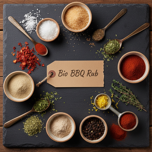 Bio BBQ Rub Ingredients Flat Lay