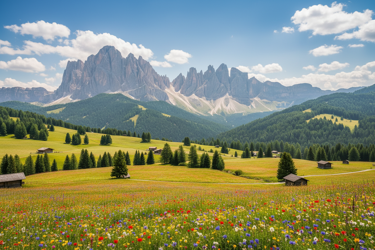 Helle Alpine Landschaft