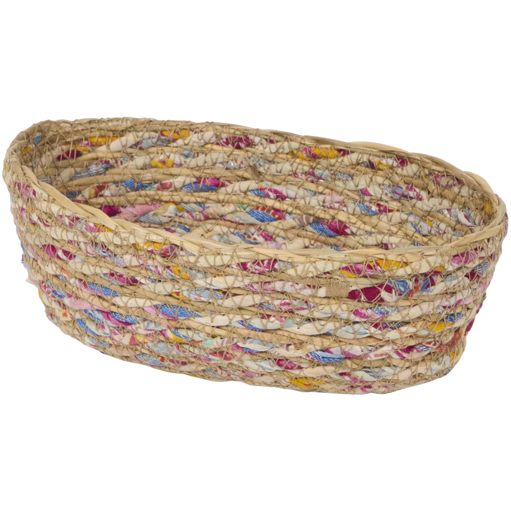 Brotkorb aus Seegras in bunter Farbkombination