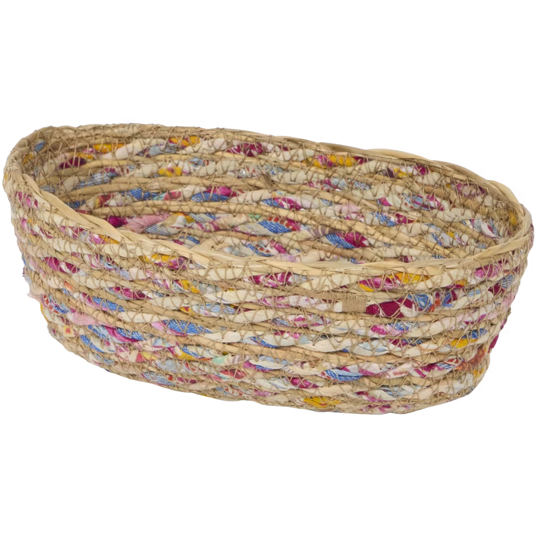 Brotkorb aus Seegras in bunter Farbkombination