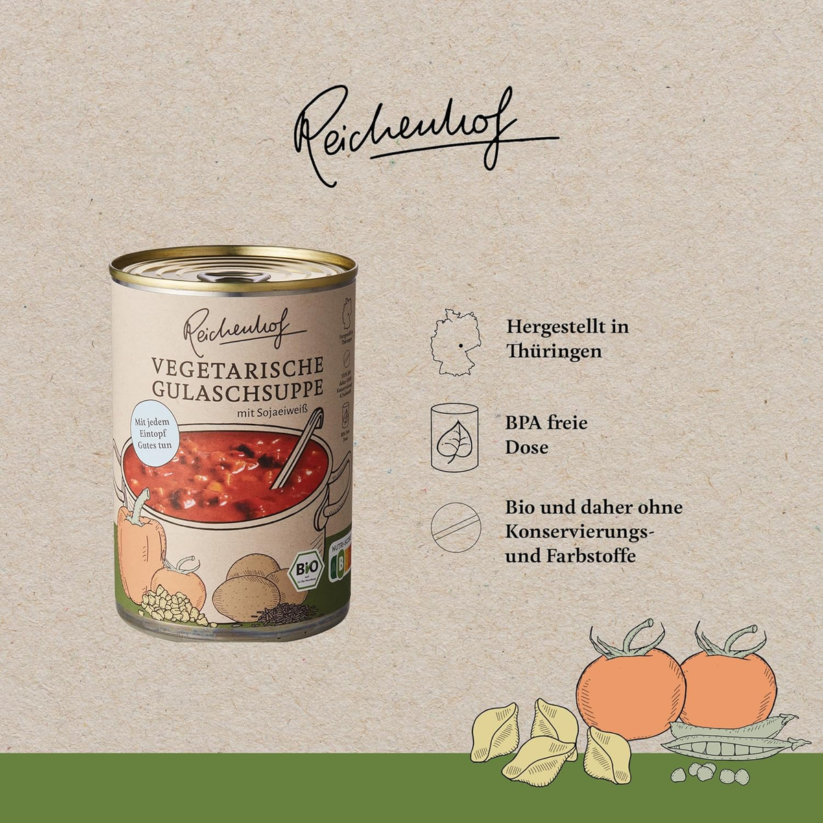 Reichenhof vegane Bio-Gulaschsuppe für das vegane 3er-Paket