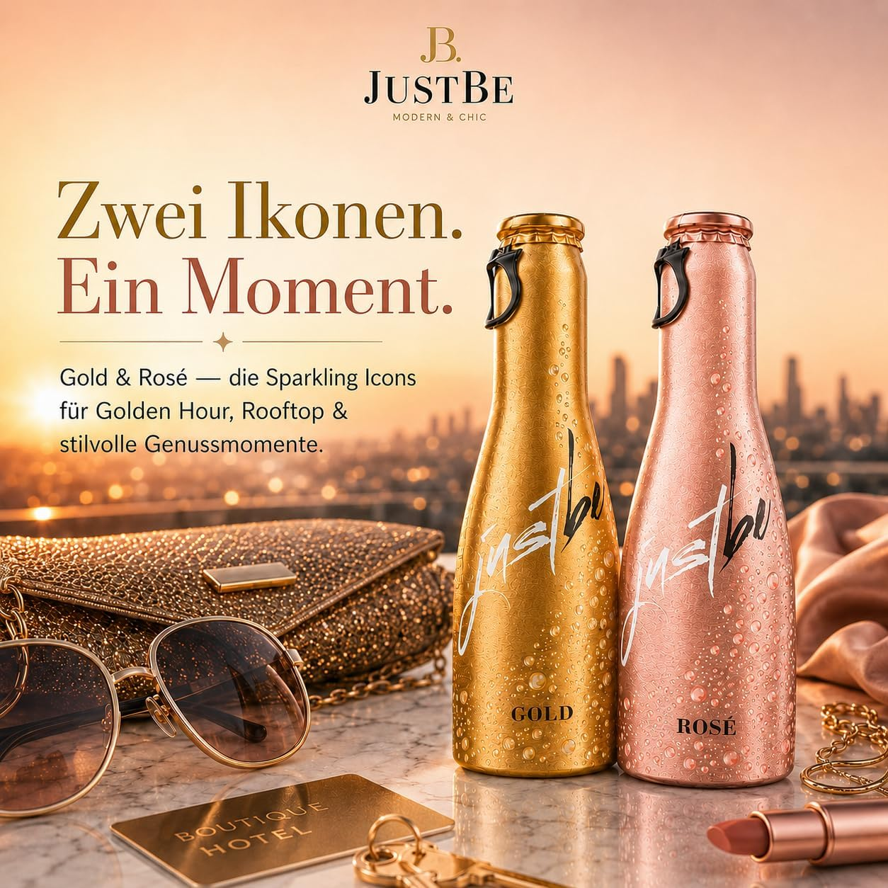 just be Gold & Rosé – Zwei Ikonen. Ein Moment. Rooftop Golden Hour