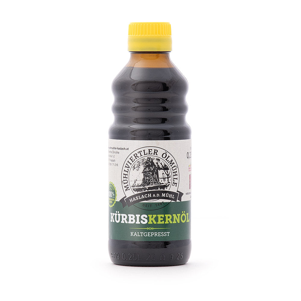 Pumpkin Seed Oil, Cold-Pressed, 250ml, Ölmühle Haslach
