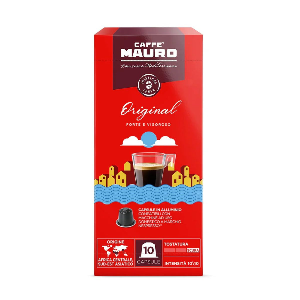 Caffè Mauro Original Aluminium-Kapseln, Abbildung der 10er-Packung, Angebot mit insgesamt 50 Kapseln