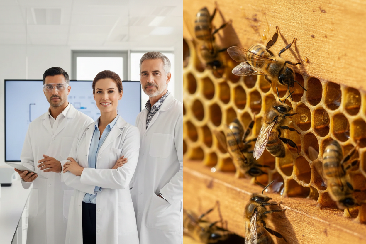 Mediziner & Bienenstock Split-Bild