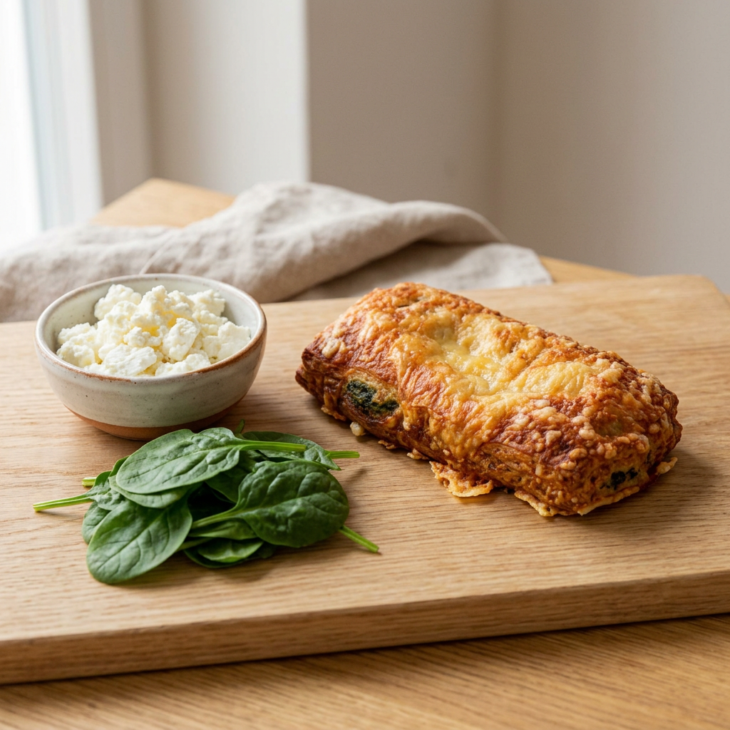 Spinatstangerl mit Spinat und Feta als Zutatenmotiv